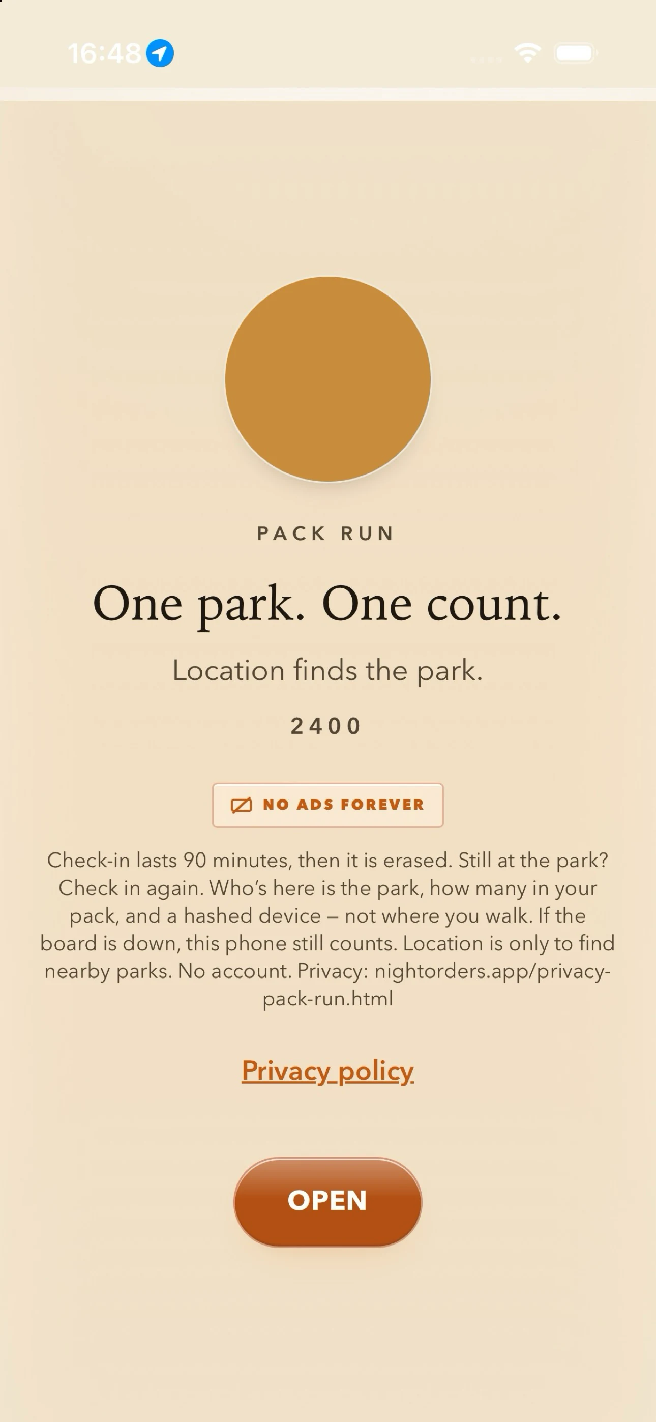 Pack Run — open
